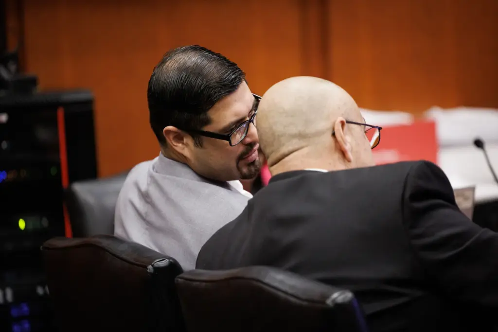 Antolin Garcia Torres, left, who is being tried for murder...