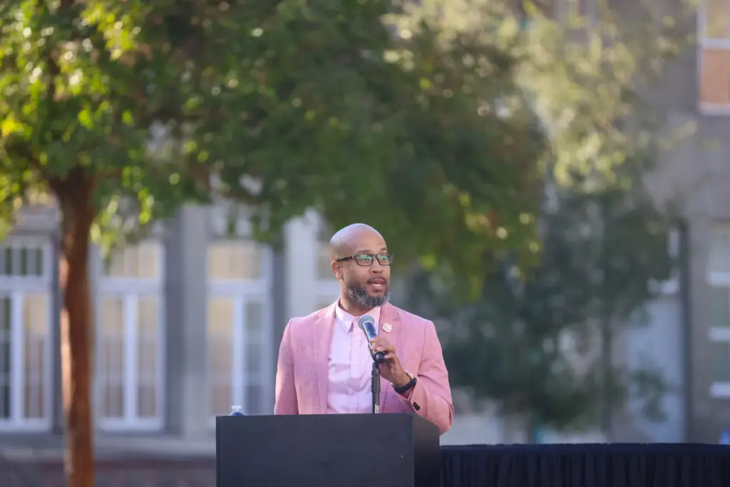 Dr. Shaun Fletcher speaks before a panel asks questions to...