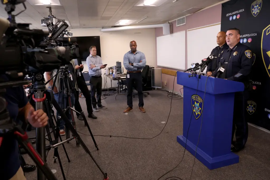 Police Chief James Beere speaks during a cold case press...