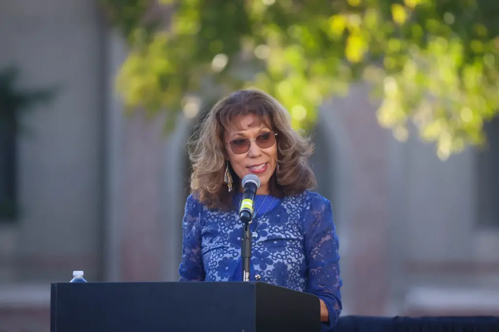 President of San Jose State Dr. Cynthia Teniente-Matson speaks before...