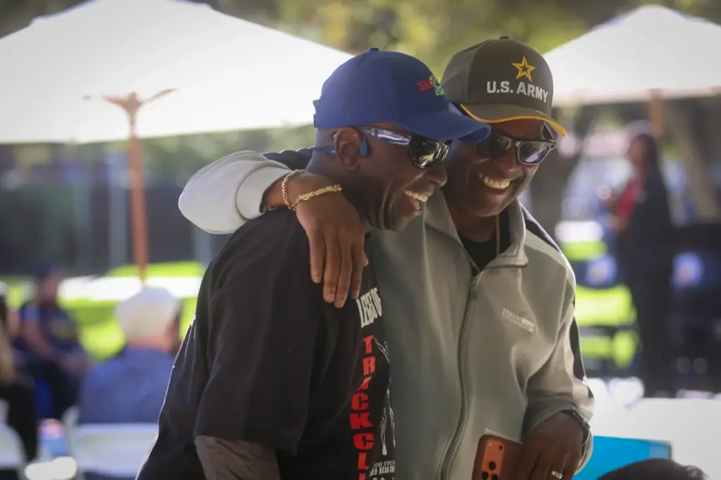 Former SJSU track and field athletes George Carty, left, Cleveland...